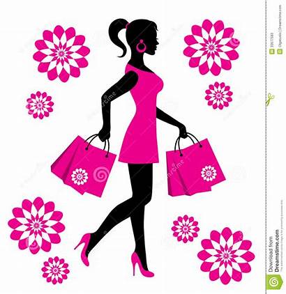 Shopping Woman Bags Silhouette Pink Clipart Elegant