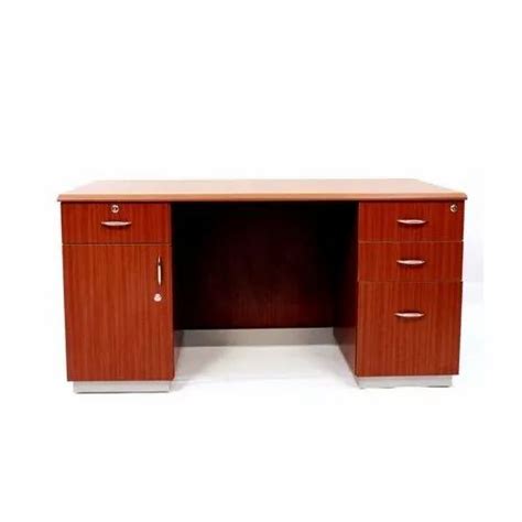 Vivida Rectangular Brown Modular Wooden Office Table No Of Drawers 5