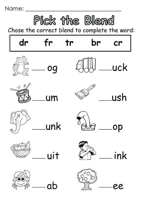 Correct Blend Kindergarten English Worksheets Kindergarten Phonics