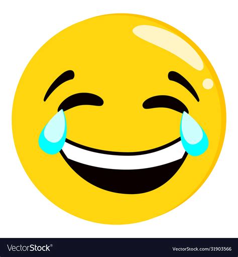 Yellow Crying Laughing Face Emoji Isolated Vector Image