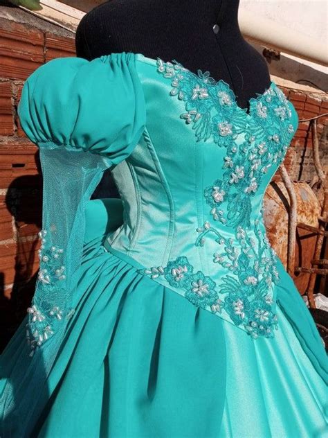 Disney Cosplay Ariel Teal Gown Made To Order Commission Green Dress Costume Cosplay Adult Disney