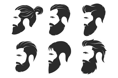Set Of Silhouettes Of A Bearded Men People Illustrations ~ Creative