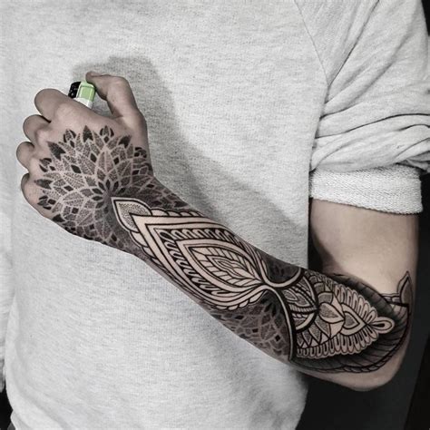 Henna And Sacred Geometry Inspired Half Sleeve Forearm Tattoos Mandala Hand Tattoos Forearm