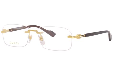 Gucci Gg1221o 003 Eyeglasses Mens Goldburgundy Rimless Rectangle