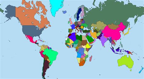 Mercator World Map X2 Color Scheme By