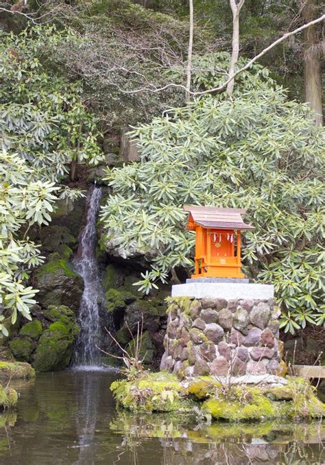 Japanese Temple And Waterfall Stock Photo Image Of Kumano Buddhism