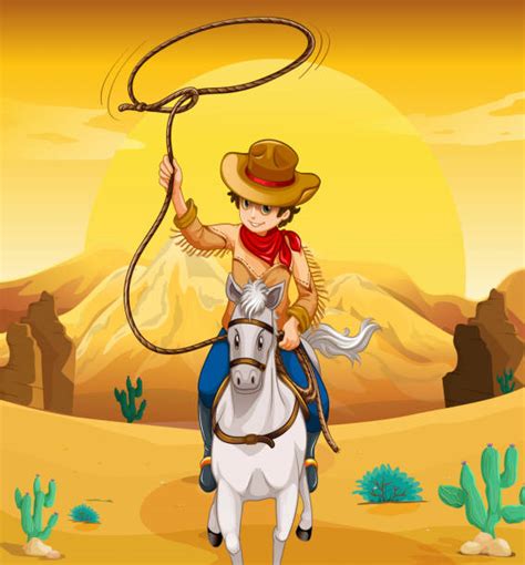 Best Boy Cowboy Riding Horse Illustrations Royalty Free Vector