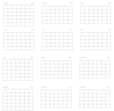 Printable Calendar 2023 Minimalistic Design Digital Etsy