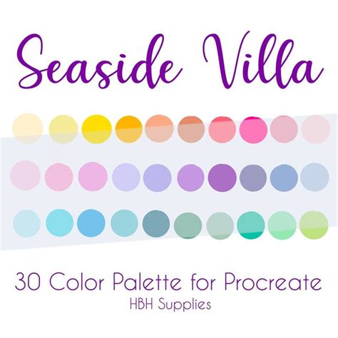 Seaside Villa Procreate Palette Procreate Swatch File Hex Etsy