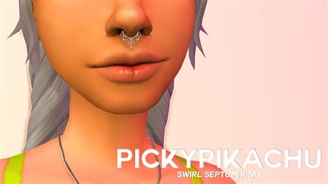Pickypikachu 3t4 Swirl Septum Ring Sims 4 Piercings Sims 4 Clothing