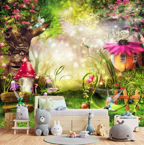 Kids Fairy Tale Wallpaper Magical Forest Nursery Self Adhesive Etsy