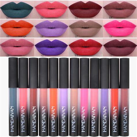 Handaiyan 12 Colors Waterproof Matte Lipstick Lipgloss Long Lasting
