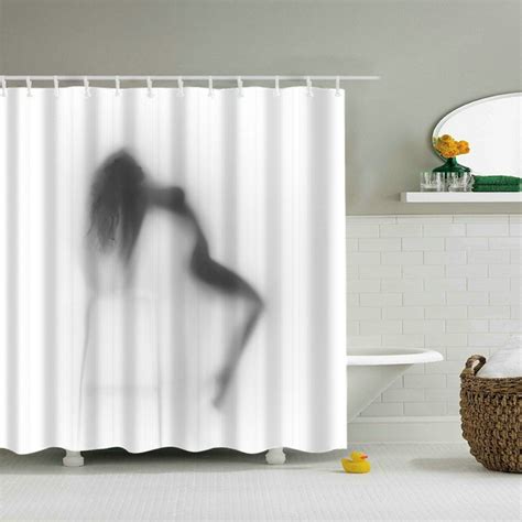 Shower Curtain Sexy Lady Beautiful Woman Bathing Shadow Design Curtains 12 Hooks 9780792337263
