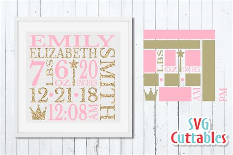 Baby Birth Announcement Template Svg Cut File 101225