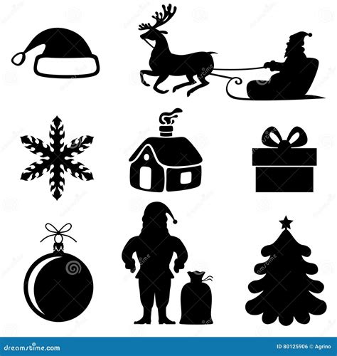 Christmas Silhouette Set Stock Vector Illustration Of Black 80125906