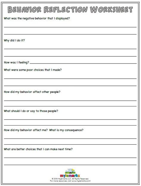 Action Behavior Consequence Worksheet Studying Worksheets
