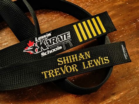 Smooth Satin Black Belt Yellow Name And Rank Embroidery Compliments