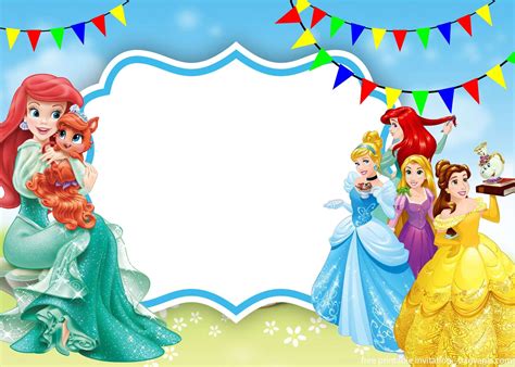 Free Printable Disney Princessess Invitation Template Disney Princess