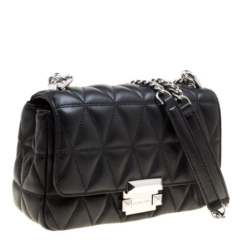 Michael Kors Black Quilted Leather Small Sloan Studded Chain Shoulder