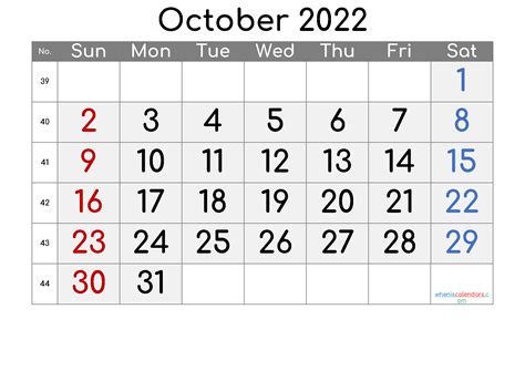 Pretty October 2022 Calendar Printable January Calendar 2022