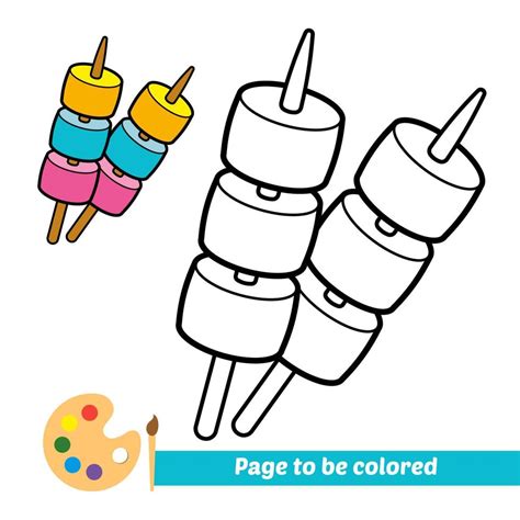 libro para colorear para niños malvavisco en vector de palo 4124971