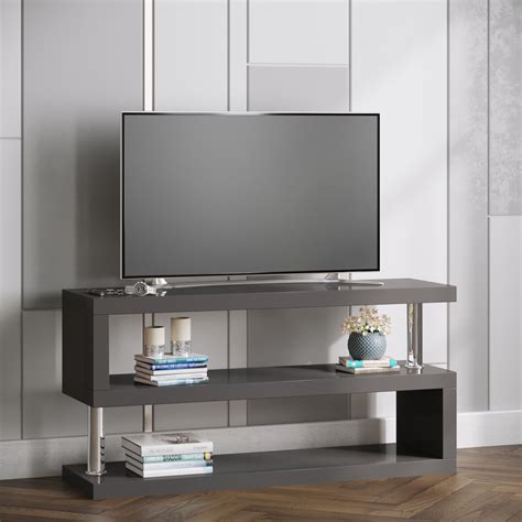 Miami Grey Gloss Modern TV Stand Unit Hyde Park Furniture