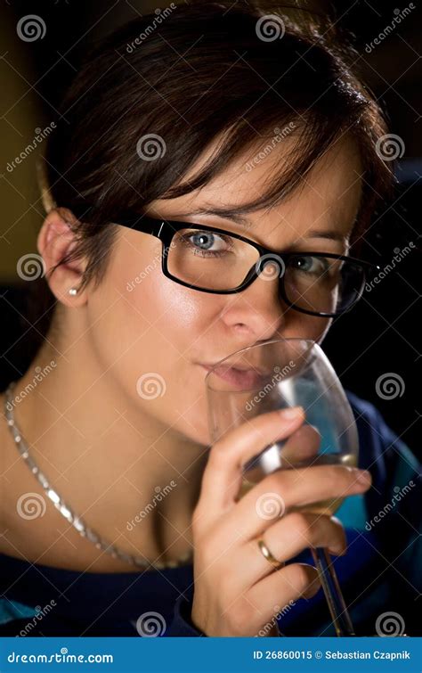 Woman With Wine Glass Stock Image Image Of Relaxing 26860015