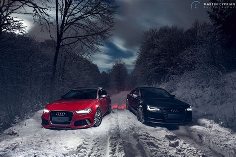Two Black And Red Audi Cars Vehicle Car Audi Audi Rs6 Avant Hd