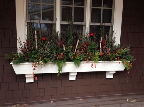 Window Boxes With Winter Greens Christmas Decorations Christmas