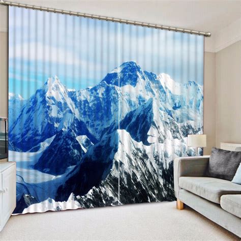 3d Curtain Blackout Shade Window Curtains Snow Mountain Landscape