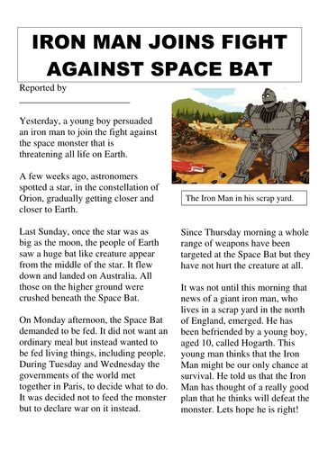 Newspaper report example ks2 tes. Image result for ted hughes iron man news paper report ...