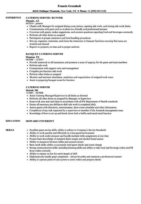 Banquet Server Resume Samples Master Of Template Document
