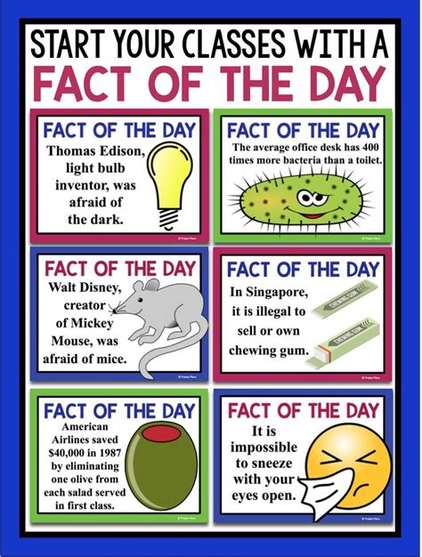 Fact Of The Day Posters Or Slides Brain Breaks Or Bell Ringers Trivia Activity Fun Facts For