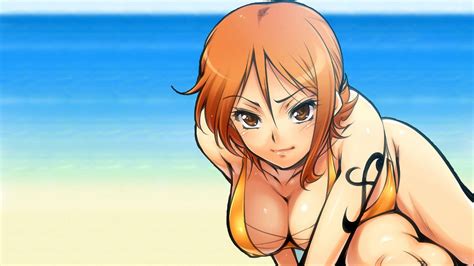 Wallpaper Illustration Anime Cartoon Black Hair One Piece Nami Swimwear Mangaka