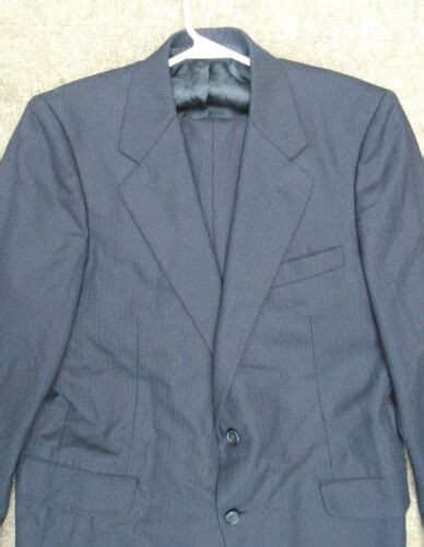 Mens Hickey Freeman Black Pinstripe Wool Suit Size 42 Reg Ebay
