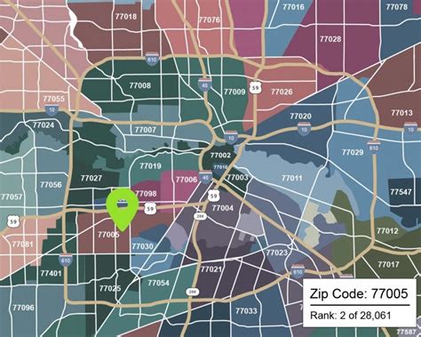 Cep Mapa De Houston Houston Mapa Com Os Códigos Postais Texas Eua