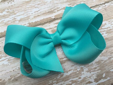 4 Inch Turquoise Hair Bow Turquoise Bow 4 By BrownEyedBowtique