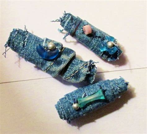 Recycled Denim Fabric Beads With Vintage Beads By Chaseyourdream 12