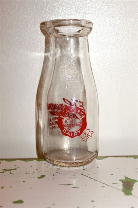 Vintage Ej Greene Dairy Half Pint Small Milk Bottle Jar 1950s Etsy