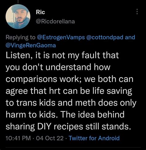 Ric On Twitter Estrogenvamps A Shame Youre Being Irresponsible With