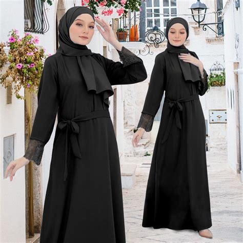 Jubah Muslimah Abaya Jubah Baju Raya Plain Jubah Lace Abaya Cantik