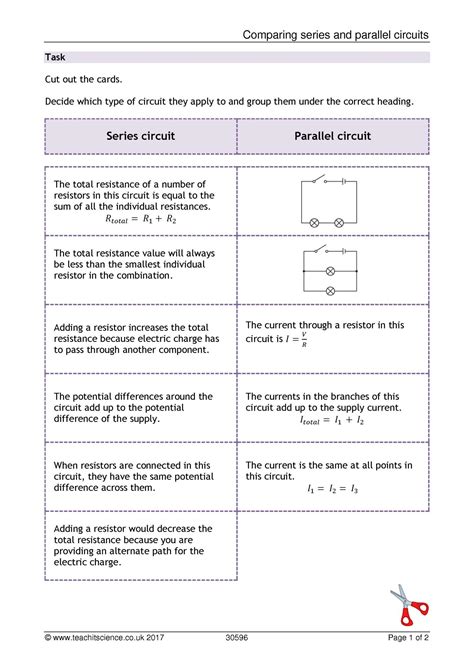 Comparing Series And Parallel Circuitsks4 Physicsteachit