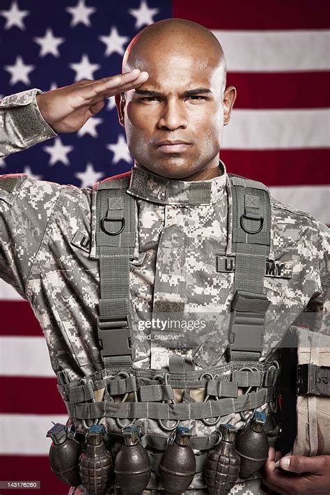 African American Soldier Saluting High Res Stock Photo Getty Images