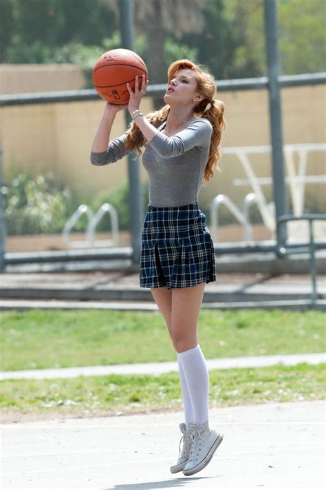 bella thorne playing basketball in a schoolgirl outfit on the set of mostly ghos porn pictures