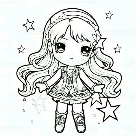 Anime Girl Coloring Pages 26672966 Stock Photo At Vecteezy