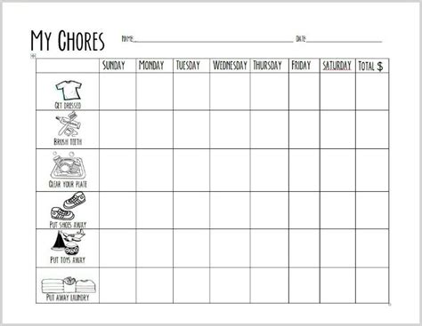 Free Printable Chore Chart For Preschoolers Chore Chart Kids Chore