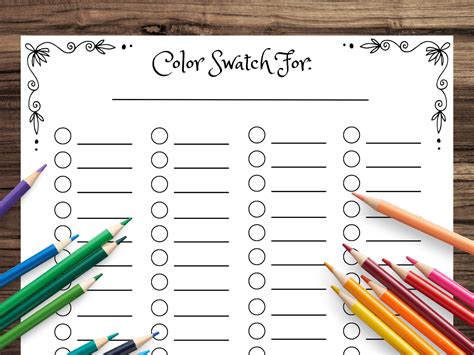 Printable Blank Color Chart 72 Color Swatch Page For Gel Pens Markers