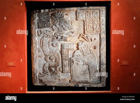 Lintel From Yaxchilan Depicting Serpent And Lord Bird Jaguar At The