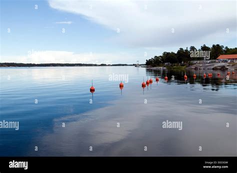 Swedish Lake Lakes Sweden Tranquil Water Sky Reflexed In Surface Stock
