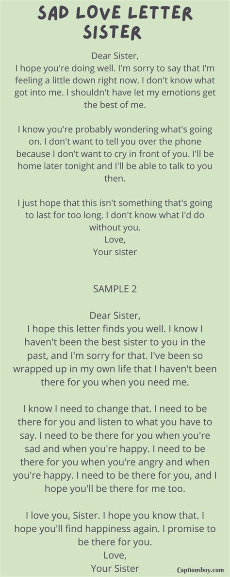 Sad Love Letter To Sister 10 Samples
